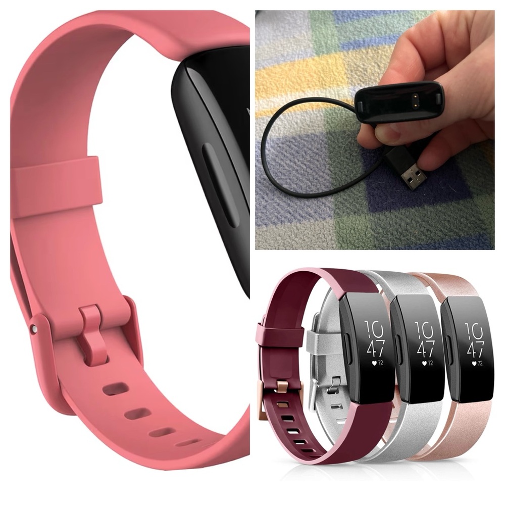 Fitbit Inspire 2 Bundle- Original Sm/Lg straps, 3 Sm straps and Charger ⌚️